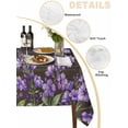 thumbnail image 5 of Purple Flowers Suqare Tablecloth - 54 x 54 Inch, Butterfly Spring Floral Wooden Farmhouse Waterproof & StainResistant Tablecloth, Washable Oil-proof Table Cover for Dining/Party/Wedding/Buffet, 5 of 9