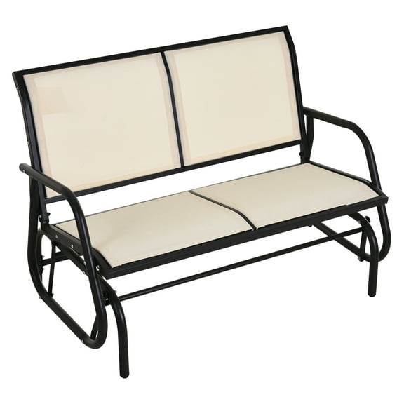 Outsunny 2-Person Outdoor Glider Bench, Patio Double Swing Rocking Chair Loveseat w/Powder Coated Steel Frame for Backyard Garden Porch, Beige