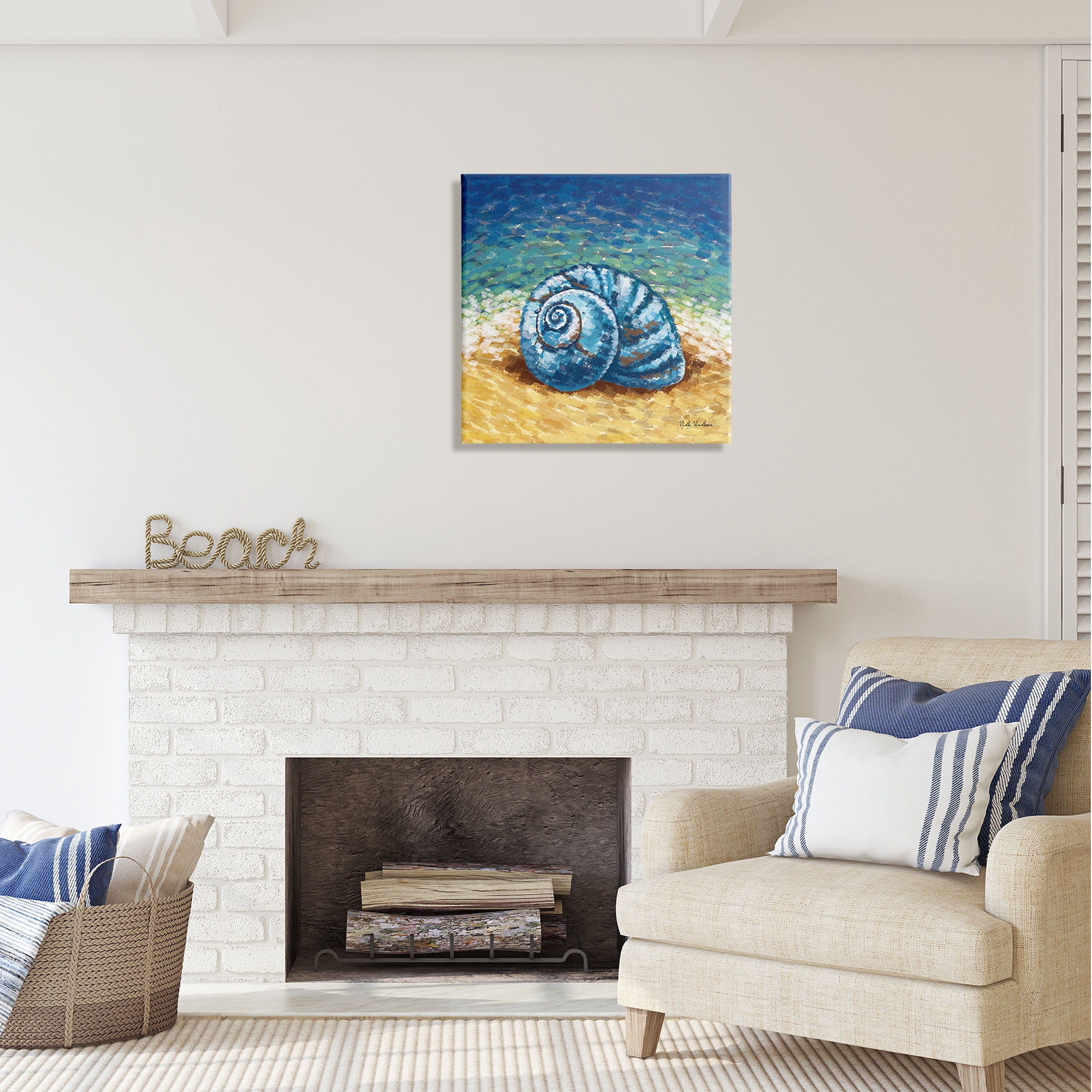 Stupell Industries Abstract Nautilus on Shore Animals & Insects Painting Gallery Wrapped Canvas Print Wall Art, 24 x 24