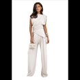 thumbnail image 1 of Traje Informal Plisado Sin Mangas con Cuello Redondo para Mujer, Chaleco de Cuello Redondo, Pantalón de Pierna con Bolsillo, Color Albaricoque XXL, 1 of 8