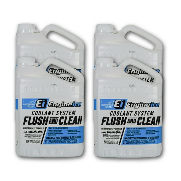 Engine Ice Coolant System Flush and Clean - 0.5 Gal (4-Pack) - Enhances Cooling Efficiency & Improves Engine Performance in Bikes, Cars, ATVs, & More