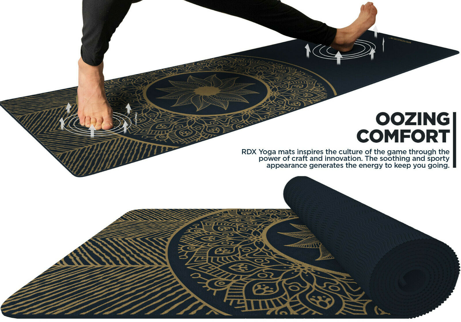 Best Travel Yoga Matt - RDX Anti Skid Yoga Mat - 6mm Rubber PU