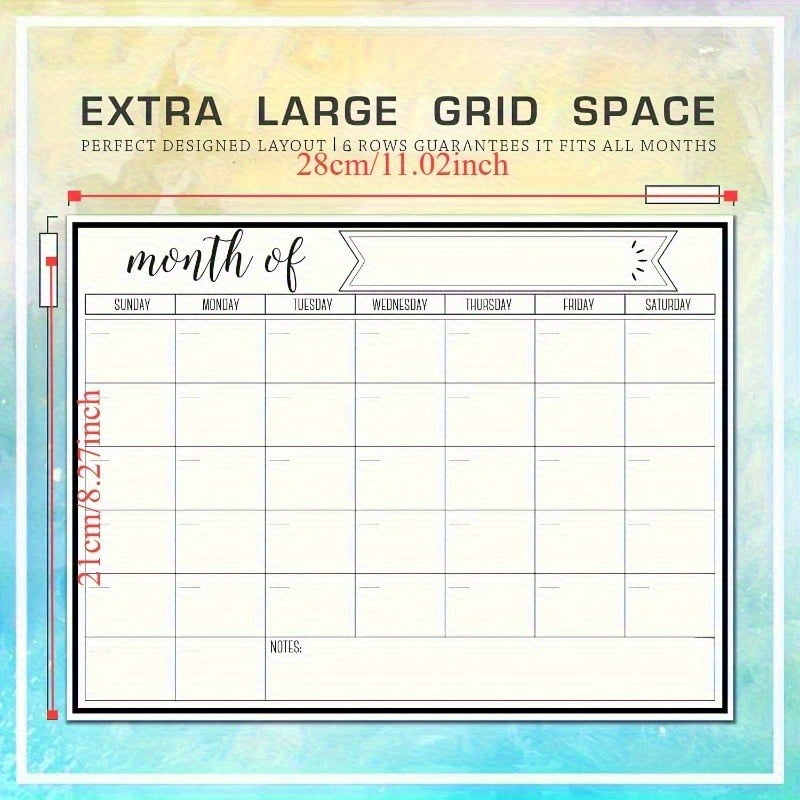 Magnetic Fridge Calendar & Whiteboard Combo - Undated Weekly/Monthly Planner with Markers & Holder for Refrigerator Organization