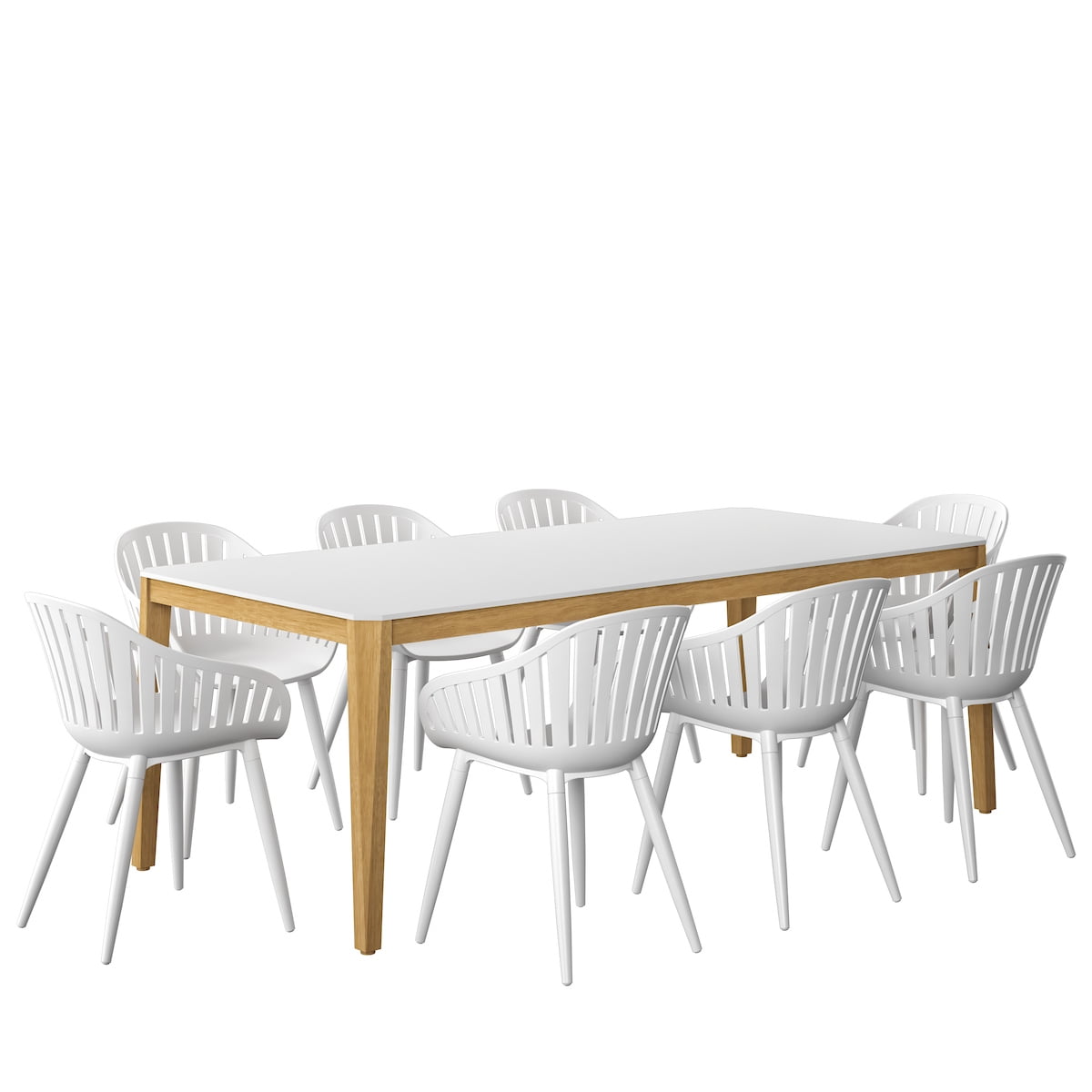Amazonia Verbania White Eucalyptus Wood 9- Piece Outdoor Dining Set