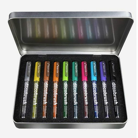 Karin Deco Brush Metallic Permanent Markers, Set of 10
