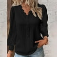 thumbnail image 2 of Women's Lace Detail Blouse V Neck Long Sleeve Flowy Casual Everyday Top Black XL, 2 of 5