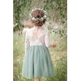 thumbnail image 5 of 2Bunnies Girls' 12M-10yr Peony Lace Straight Long Sleeve Knee Flower Girl Dress, 5 of 7