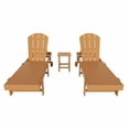 thumbnail image 3 of 3 Piece Laguna Adirondack Poly Reclining Chaise Lounge With Wheels, Teak, 3 of 4
