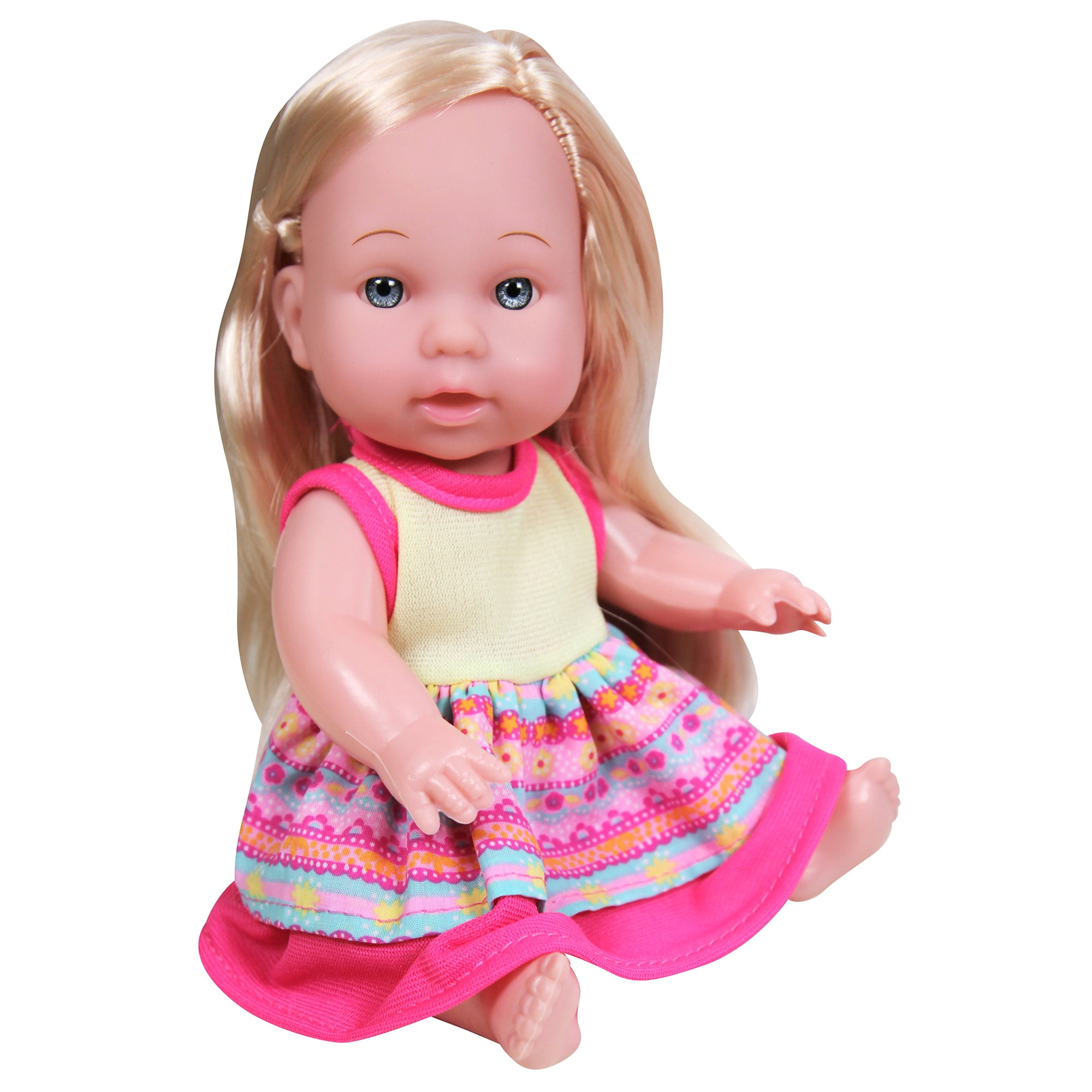 Lissi: Make Up Table Set - 8" Toddler Doll, Brush & Mirror - Blonde Hair - Pink-Red-Blue - Styling Toy Playset, Hair Care Accessories, Kids-Toddler 2+