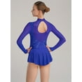 thumbnail image 6 of ZDHoor Womens Figure Ice Skating Dancewear Glitters Mesh Patchwork Lyrical Dance Leotard Dress Royal Blue XL, 6 of 6