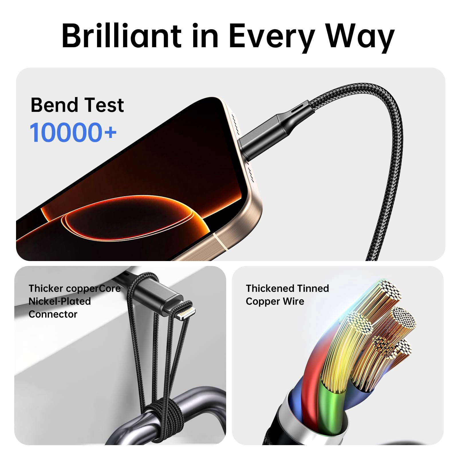 3 in 1 Charging Cable Cell Phone Charger Cord For Type C Micro USB