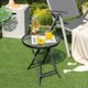 thumbnail image 4 of Costway Mesa de comedor para patio, mesa redonda de 46 cm con tablero de cristal templado, estructura antioxidante y marco en X estable, mesa plegable para uso interior y exterior, color negro, 4 of 5