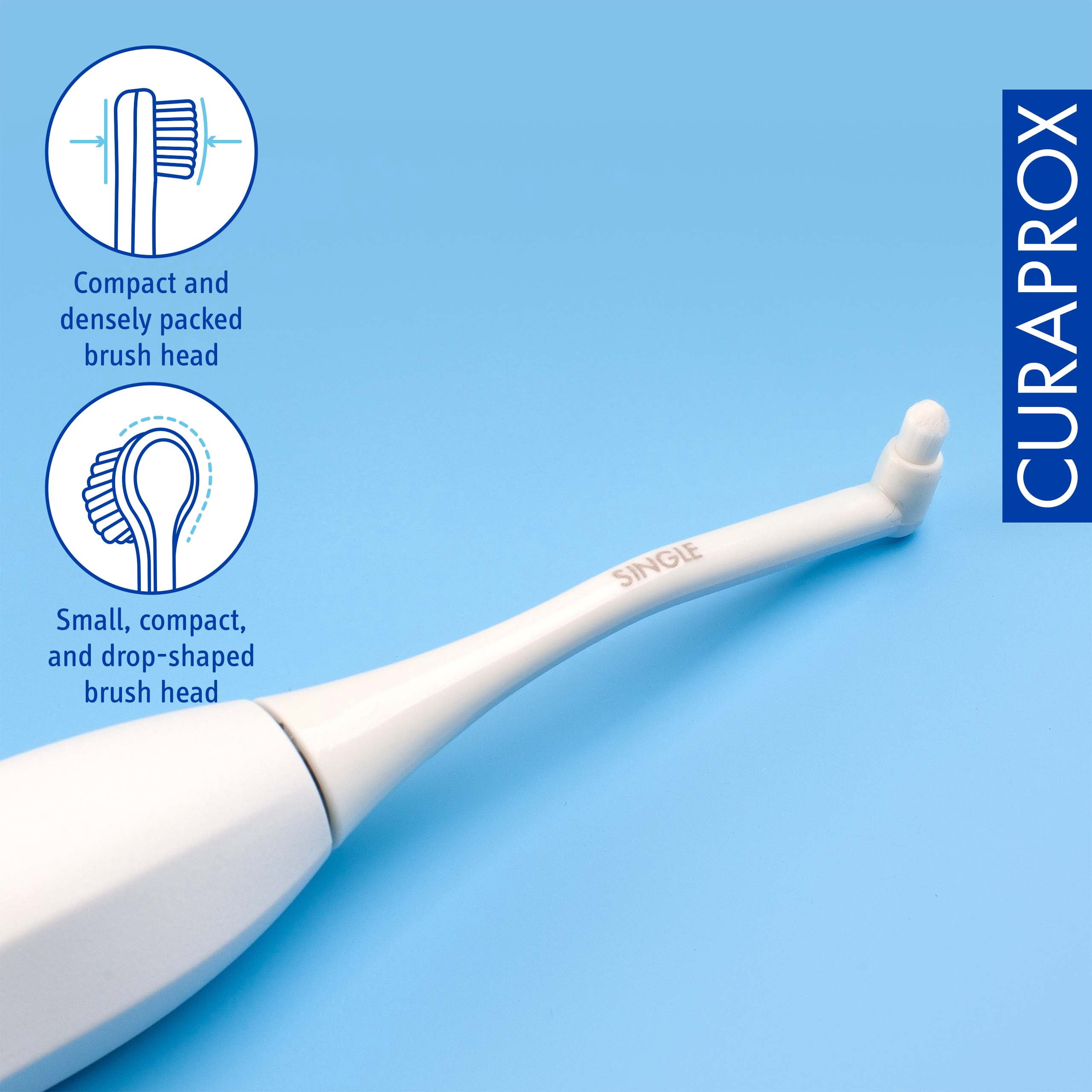 Curaprox Hydrosonic Single Duo Brush Heads, 2-Pack for Precision Cleaning Around Braces and Implants