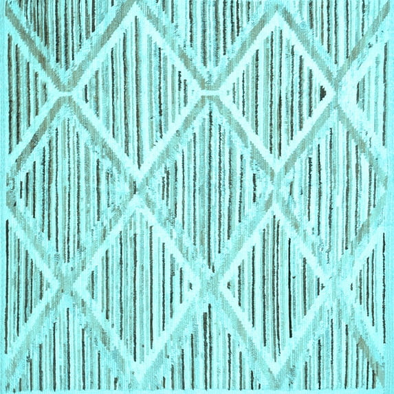 Ahgly Company Indoor Square Abstract Light Blue Contemporary Area Rugs, 7' Square