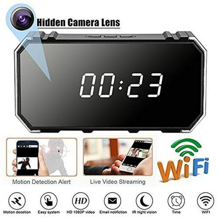 EEEKit Camera WiFi Full HD 1080P Camera Clock with Night Vision Wireless Motion Detection Display Temperature 12&24 Time Display, Nanny Cam/Security Camera(Surveillance Apps for (Best Ip Cam Viewer App Android)