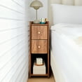thumbnail image 5 of LEFHDA Modern Narrow Nightstands Set of 2 & Dressers Mid-century Modern Brown Wood Bedside Tables with Drawers, Open Shelf, and Wood Grain Design for Bedroom & Living Room, 5 of 10