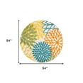 thumbnail image 2 of 8' X 8' Turquoise Round Floral Non Skid Indoor Outdoor Area Rug, 2 of 5