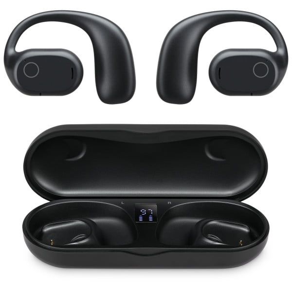 True Wireless Open Ear Bluetooth Earbuds with Rechargeable Case and Sweatproof Design