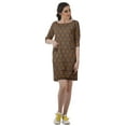 thumbnail image 3 of Moomaya Robes Mini Femmes Coton Slub Robes d'Été Manches 3/4 Robe Droite, 3 of 4