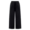 thumbnail image 4 of Yievot Cotton Linen Palazzo Pants for Women Wide Leg High Waist Ruched Trousers Drawstring Summer Beach Lounge Pants with Pockets, 4 of 8