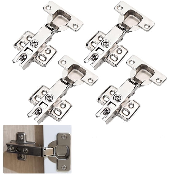 UHIAGREE Cabinet Hinges,4 Pack 110 Degree Full Overlay Soft Close Kitchen Cabinet Door Hinges,Silver