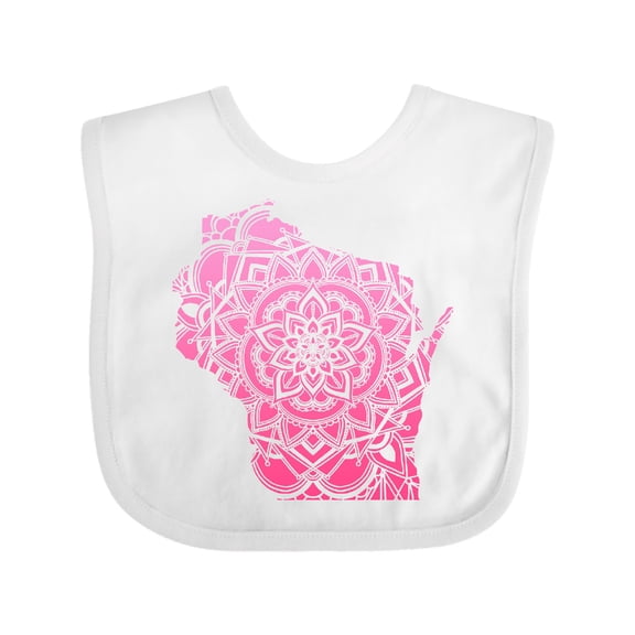 Inktastic Wisconsin Silhouette Mandala Boys or Girls Baby Bib