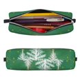 thumbnail image 2 of Cauagu Christmas Green Print Leather Pencil Pen Case - Stationery Bag Portable Stationery Bag Big Capacity Pencil Pouch Cosmetic Organizer Bag for Men & Women, 2 of 7