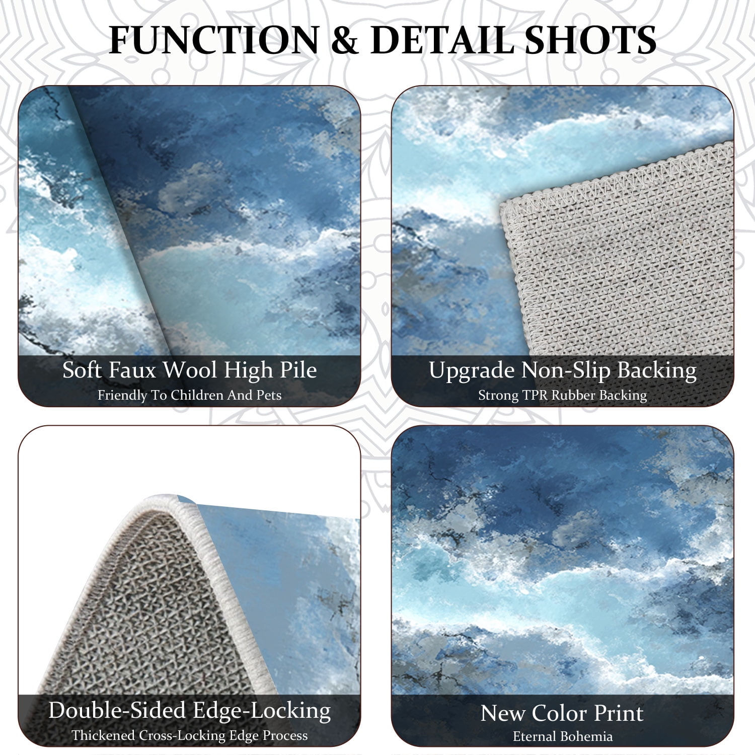 3 Piece Kitchen Rug Set, Non-Slip And Washable, Abstract Pattern Kitchen Hallway Rug, Soft And Comfortable, Suitable For Sinks, Floors, Entrances, Hallways and Bathrooms