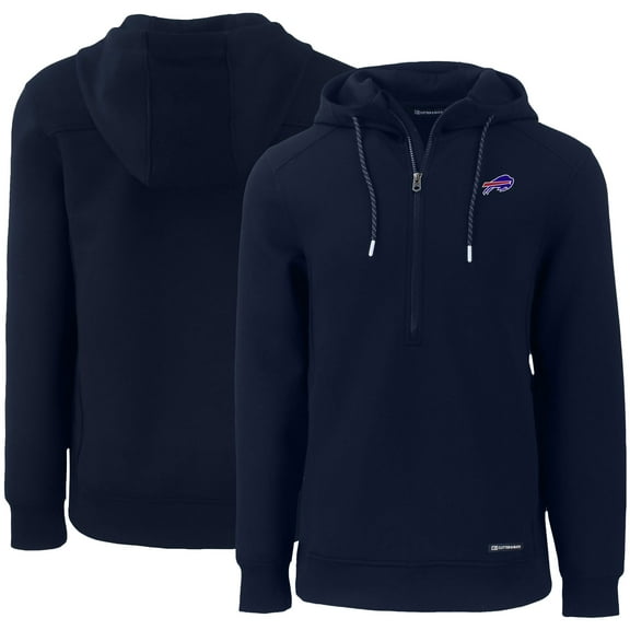 Men's Cutter & Buck Navy Buffalo Bills Primary Mark Roam Eco Recycled Half-Zip Pullover Hoodie