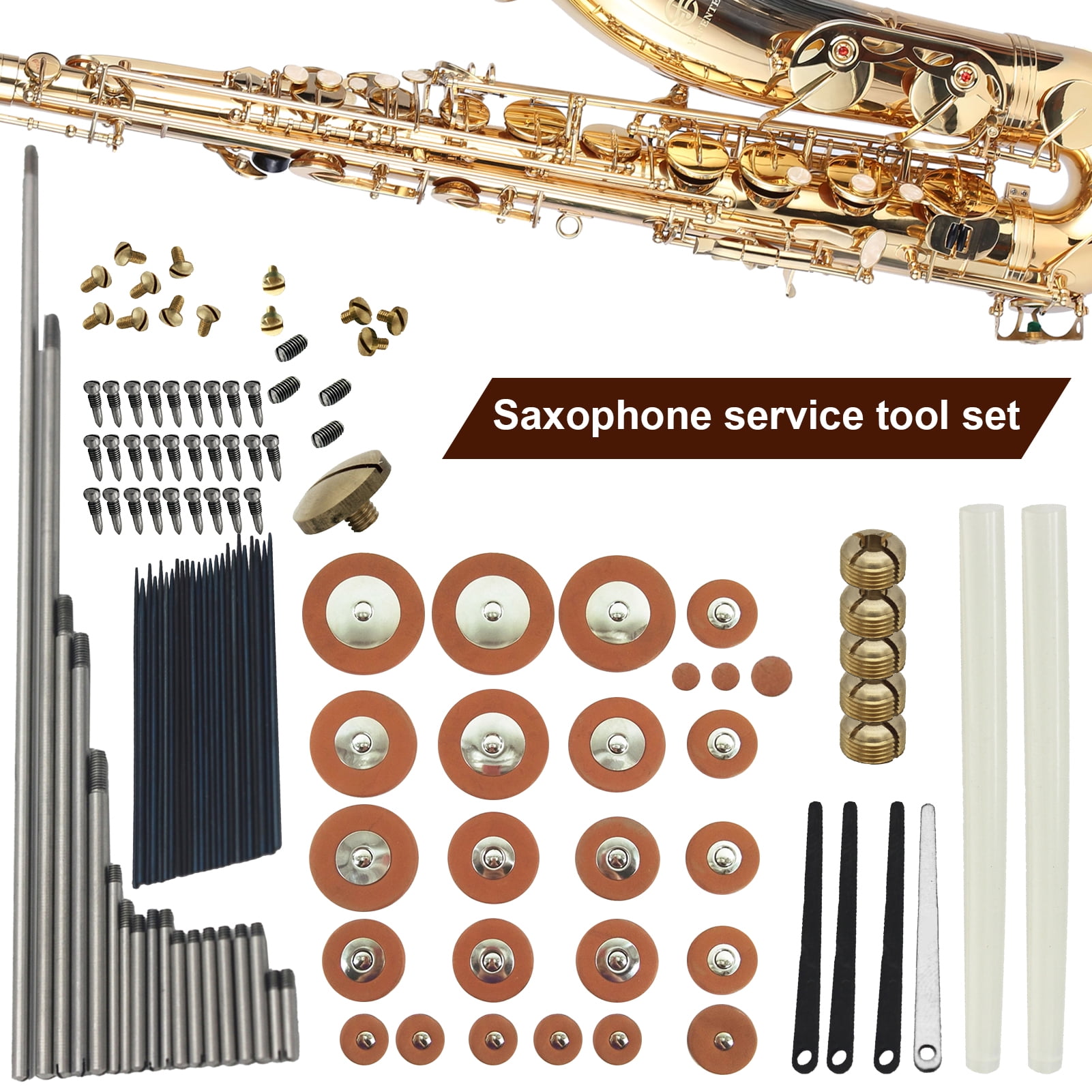 25pcs Sax Pads Blanket Column Type C BQLZR DIY Alto Saxophone Repair Tool Kit Maintenance Parts Screws 