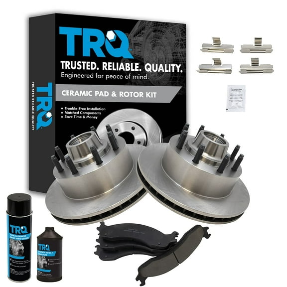 TRQ ABS Front Brake Pad & Rotor Pair Kit Ceramic w/Chemicals BKA18178 Fits select: 1995-2007 FORD ECONOLINE