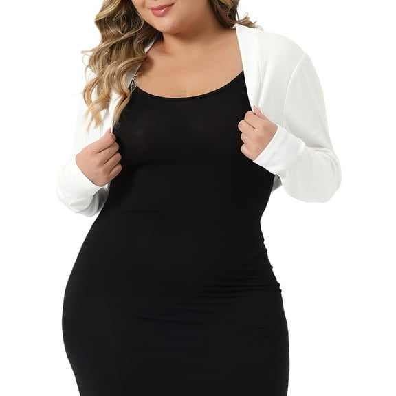 Agnes Orinda Plus Size Cardigan for Women Shrugs Long Sleeve Casual Open Front Cropped Cardigans