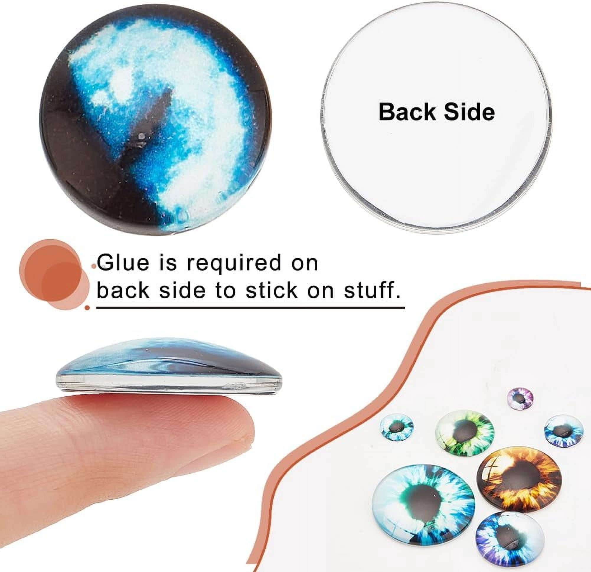 114pcs 42 styles Glass Cabochons Half Round/Dome with Eye Pattern Mixed color 8~30x3.5~7.5mm