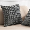 thumbnail image 5 of Fundas de Cojines Gris Suave Piel Sintética 45 x 45 cm Cuadradas Mullidas Fundas de Almohada para Sofá Linda Moda Decorativa para el Hogar Dormitorio Sala de Estar Cama con Cierre, 5 of 5