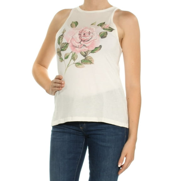 CARBON COPY $39 Womens New 1765 White Jewel Neck Sleeveless Hi-Lo Top M B B