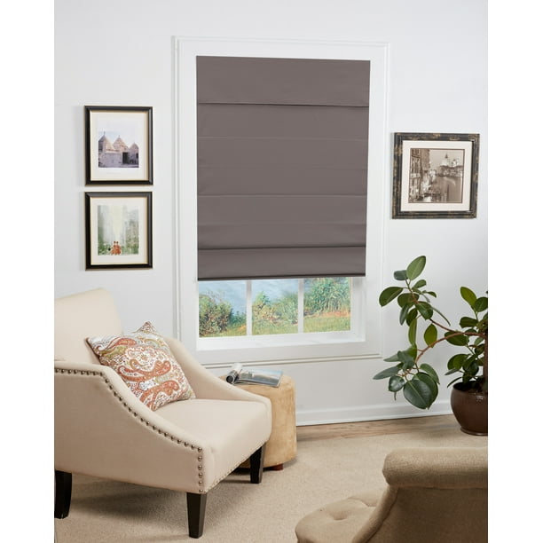 Regal Estate Classic Cordless Room Darkening/Energy Efficient Fabric Roman Shade, Gray, 23W x