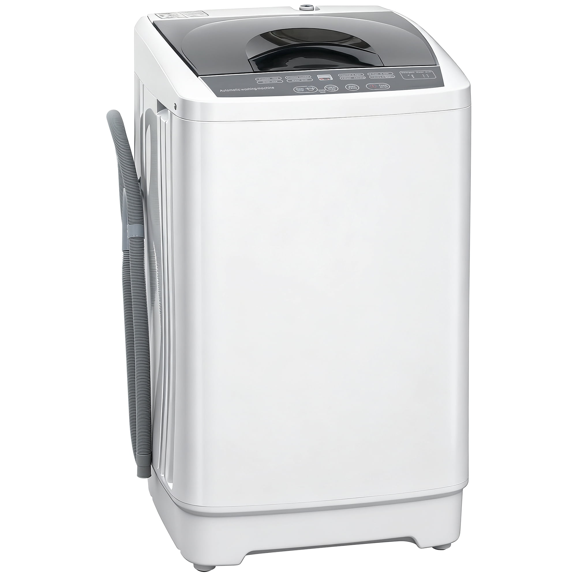 HOMCOM 1.3 Cu. Ft. Compact Washer, Portable Washing Machine with 8 Programs and 6 Water Levels, Full Automatic Washer for Apartments and RVs, White
