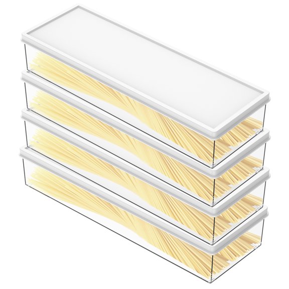 4Pcs Pasta Kitchen Organizers with Lids Airtight Food Storage Containers Large Capacity Multipurpose Pantry Storage Boxes for Spaghetti Noodles Cereal