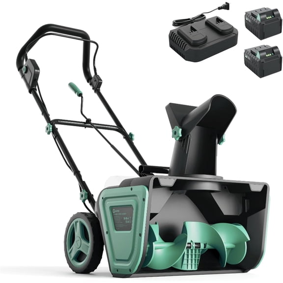 Juiluna 20" Snow Blower Cordless - Brushless Motor 23FT Throwing Distance, 180° Rotating Chute Walkways Driveways Snow Thrower Blaster Dual LED Lights(with 2 * 4.0Ah Batteries)， Green