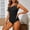 Black, variant on Women's One-Shoulder Ruched One-Piece Swimsuit, Asymmetric Neckline Bathing Suit with Cutout Detail for Vacation Orange S