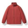thumbnail image 2 of USNSM (S-5XL) Big and Tall Men's Fleece Long Sleeved Top Solid Color Outdoor Stand Up Collar Jacket Men's Fall Winter Casual Shirts Red XXXXXL, 2 of 3