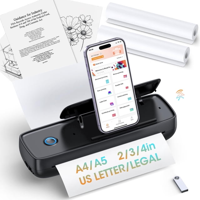 Impresora térmica GUTHERREN Portátil Inalámbrica Bluetooth Negra