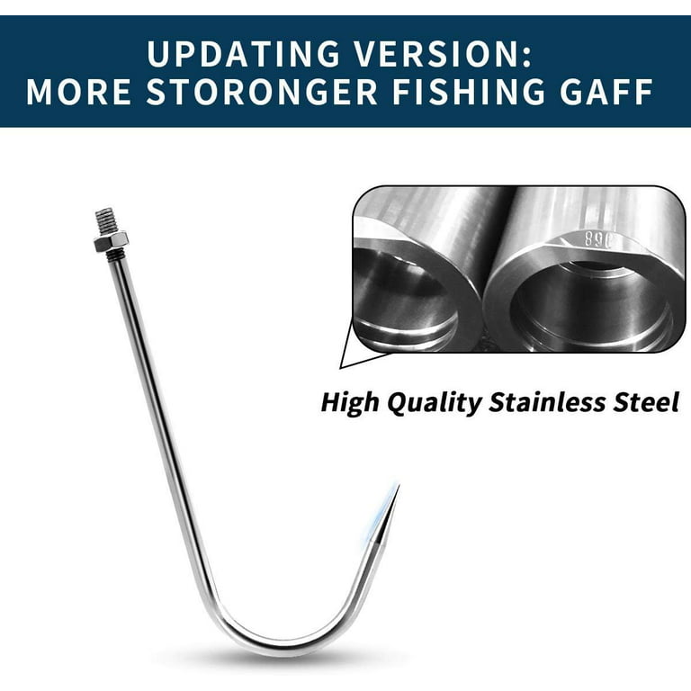 San Like Fish Gaff Telescopic Gaff Hooks with Stainless Sea Fishing Spear Hook Tackle, Soft Handle Aluminium Alloy Pole for Saltwater Offshore Ice