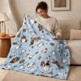 thumbnail image 5 of Throw Blanket for Bed, Fall Halloween Decor, Cute Fall Decor, Pumpkin Decorations for Home, Light Blue Whimsical Halloween Ghost Print Flannel Blanket 59X52 Inch Cozy Warm Fleece, 5 of 6
