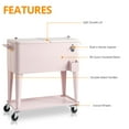 thumbnail image 3 of BNSPLY 80 Quart Outdoor Cooler Cart Rolling Ice Chest Cooler Cart, Portable Patio Cooler with Bottle Opener, Handles and Drainage, Standing Cooler for Patio Party, Camping and BBQ, Pink, 3 of 9