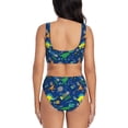 thumbnail image 3 of Wukai Dinosaur In Space Women's Bikini Set Two Piece,wimsuit High Waisted V Neck Twist Front Adjustable Spaghetti Straps Bathing Suit-Small, 3 of 7