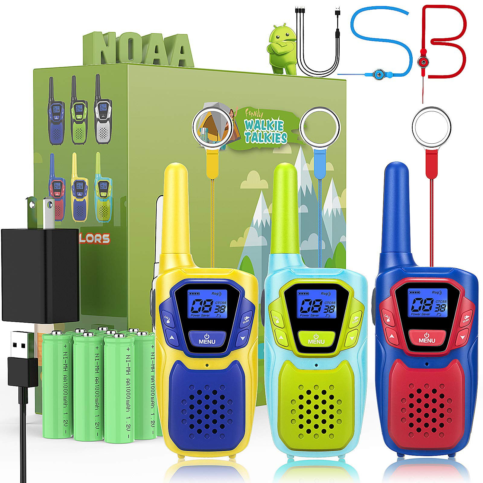 Walkie Talkies for Kids Adults Long Range Rechargeable Pack, Drop Proof Walkie  Talkies Toys Gifts for Girls Boys Age 12, USB Walkie Talkies for  Outdoor Indoor Play Camping Birthday Party