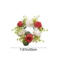 thumbnail image 3 of Artificial Floral Candle Ring Wreath for Table Centerpiece, Plastic Wedding Christmas Dinner Decor, Decorative Holder for Pillar Candles(Red), 3 of 6
