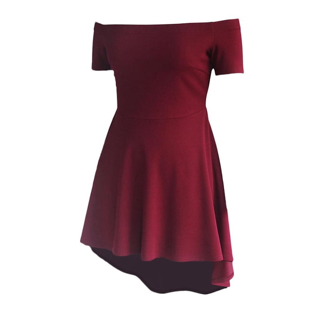 Asimétrico Sólido Columpio Acampanado Asimétrico Mujer Ropa Casual Formal borgoña
