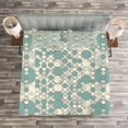 thumbnail image 3 of Ambesonne Geometric Quilted Bedspread Set 3 Pcs, Pale Toned Lattice, Queen Size, Pale Teal Beige, 3 of 3